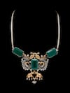 Neeta Boochra_Onyx Wildlife Fusion Studded Carved Pendant Necklace _at_Aza_Fashions