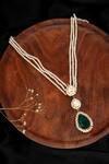 Shop_Neeta Boochra_Green Pearl Harmony Moissanite Onyx Drop Pendant Necklace _at_Aza_Fashions