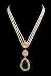 Shop_Neeta Boochra_Green Pearl Harmony Moissanite Onyx Drop Pendant Necklace _Online_at_Aza_Fashions