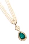 Neeta Boochra_Green Pearl Harmony Moissanite Onyx Drop Pendant Necklace _at_Aza_Fashions