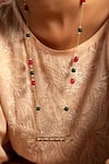 Buy_Neeta Boochra_Gold Plated Ruby Noir Elegance Carved Pendant Chain Necklace _at_Aza_Fashions