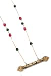 Neeta Boochra_Gold Plated Ruby Noir Elegance Carved Pendant Chain Necklace _Online_at_Aza_Fashions