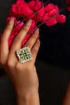 Buy_Neeta Boochra_Green Onyx Kundan Studded Ring _at_Aza_Fashions