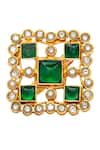 Shop_Neeta Boochra_Green Onyx Kundan Studded Ring _Online_at_Aza_Fashions