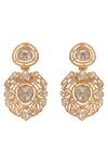 Neeta Boochra_Yellow Polki Swarna Utsav Moissanite Embellished Earrings _Online_at_Aza_Fashions