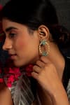 Buy_Neeta Boochra_Green Stone Oval Shaped Earrings _at_Aza_Fashions