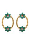 Neeta Boochra_Green Stone Oval Shaped Earrings _Online_at_Aza_Fashions