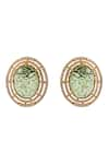 Neeta Boochra_Green Stone Verdant Oval Shaped Studs _Online_at_Aza_Fashions