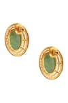 Shop_Neeta Boochra_Green Stone Verdant Oval Shaped Studs _Online_at_Aza_Fashions