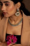 Buy_Neeta Boochra_Green Onyx Stone Tribal Carved Necklace _at_Aza_Fashions