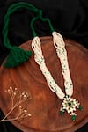 Shop_Neeta Boochra_Green Onyx Verdant Luminescence Floral Carved Pendant Necklace _at_Aza_Fashions