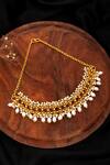 Shop_Neeta Boochra_Gold Plated Pearl Pearlescent Elegance Choker _at_Aza_Fashions