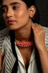 Neeta Boochra_Red Bead Embellished Hasli Necklace _Online_at_Aza_Fashions