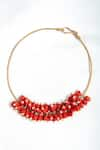 Buy_Neeta Boochra_Red Bead Embellished Hasli Necklace _Online_at_Aza_Fashions