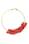 Neeta Boochra_Red Bead Embellished Hasli Necklace _at_Aza_Fashions