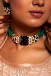 Neeta Boochra_Multi Color Stone Midnight Sparkle Carved Pendant Choker _Online_at_Aza_Fashions