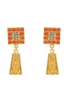 Neeta Boochra_Orange Kundan Embellished Earrings _Online_at_Aza_Fashions