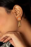 Neeta Boochra_Orange Kundan Embellished Earrings _at_Aza_Fashions