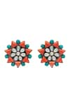 Neeta Boochra_Orange Stone Royal Oasis Embellished Studs _Online_at_Aza_Fashions