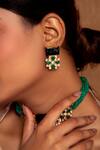 Buy_Neeta Boochra_Green Moissanite Midnight Sparkle Stone Embellished Earrings _at_Aza_Fashions