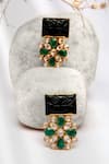 Shop_Neeta Boochra_Green Moissanite Midnight Sparkle Stone Embellished Earrings _at_Aza_Fashions