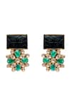 Neeta Boochra_Green Moissanite Midnight Sparkle Stone Embellished Earrings _Online_at_Aza_Fashions