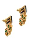 Shop_Neeta Boochra_Green Moissanite Midnight Sparkle Stone Embellished Earrings _Online_at_Aza_Fashions