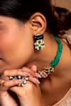 Neeta Boochra_Green Moissanite Midnight Sparkle Stone Embellished Earrings _at_Aza_Fashions