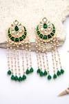 Shop_Neeta Boochra_Green Onyx Pearl Embellished Studs _at_Aza_Fashions