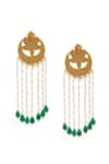 Shop_Neeta Boochra_Green Onyx Pearl Embellished Studs _Online_at_Aza_Fashions