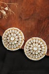 Shop_Neeta Boochra_Gold Plated Kundan And Pearl Embellished Studs _at_Aza_Fashions