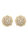 Neeta Boochra_Gold Plated Kundan And Pearl Embellished Studs _Online_at_Aza_Fashions