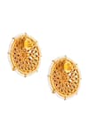 Shop_Neeta Boochra_Gold Plated Kundan And Pearl Embellished Studs _Online_at_Aza_Fashions