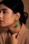 Buy_Neeta Boochra_Blue Onyx Tourmaline And Chelcedony Embellished Earrings _at_Aza_Fashions