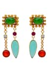 Neeta Boochra_Blue Onyx Tourmaline And Chelcedony Embellished Earrings _Online_at_Aza_Fashions