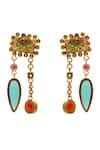 Shop_Neeta Boochra_Blue Onyx Tourmaline And Chelcedony Embellished Earrings _Online_at_Aza_Fashions