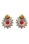 Shop_Neeta Boochra_Pink Ruby Kundan And Stone Embellished Studs _Online_at_Aza_Fashions