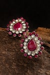 Neeta Boochra_Pink Ruby Kundan And Stone Embellished Studs _at_Aza_Fashions