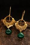 Shop_Neeta Boochra_Green Kundan Stone Drop Embellished Earrings _at_Aza_Fashions