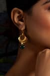 Neeta Boochra_Green Kundan Stone Drop Embellished Earrings _Online_at_Aza_Fashions