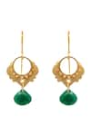 Buy_Neeta Boochra_Green Kundan Stone Drop Embellished Earrings _Online_at_Aza_Fashions