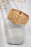 Shop_Neeta Boochra_Gold Plated Checker Crystal Glow Bloom Encrusted Bangle _at_Aza_Fashions