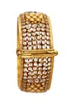 Neeta Boochra_Gold Plated Checker Crystal Glow Bloom Encrusted Bangle _Online_at_Aza_Fashions