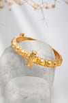 Shop_Neeta Boochra_Gold Plated Rawa Elegance Classic Bangle _at_Aza_Fashions