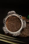Shop_Neeta Boochra_Silver Plated Gota Patti Tribal Ghungroo Rhapsody Statement Bangle _at_Aza_Fashions