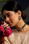 Buy_Neeta Boochra_Green Onyx Gemstone Regal Harmony Ruby And Floret Studs _at_Aza_Fashions