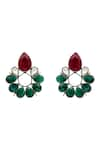 Neeta Boochra_Green Onyx Gemstone Regal Harmony Ruby And Floret Studs _Online_at_Aza_Fashions