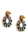 Shop_Neeta Boochra_Green Onyx Gemstone Regal Harmony Ruby And Floret Studs _Online_at_Aza_Fashions