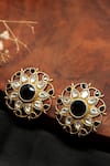 Shop_Neeta Boochra_Black Onyx Gemstone Mystic Noir Blossom Studs _at_Aza_Fashions