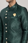 Aryavir Malhotra_Green Kurta Jacquard Woven Flower Set _at_Aza_Fashions